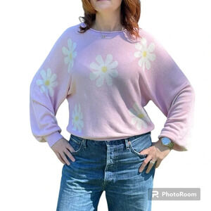 Ekouaer Daisy Lavender Batwing Long Sleeve Sweater Size Large
